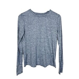 Athleta Sunlover Heathered Gray UPF Tulip Back Top Long Sleeve Running Shirt